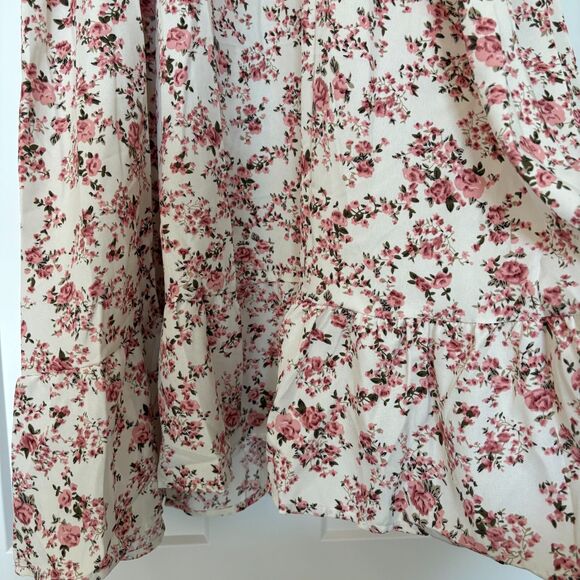 Women’s White Floral Ruffle Maxi Dress Long Sleeve Sweetheart Neck XL New - Picture 8 of 10